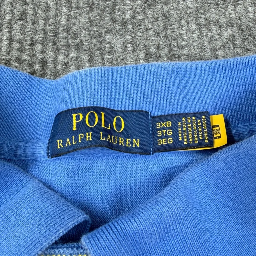 Polo Ralph Lauren Mens Polo 3XB Blue Striped Short Sleeve Cotton Casual Big Tall